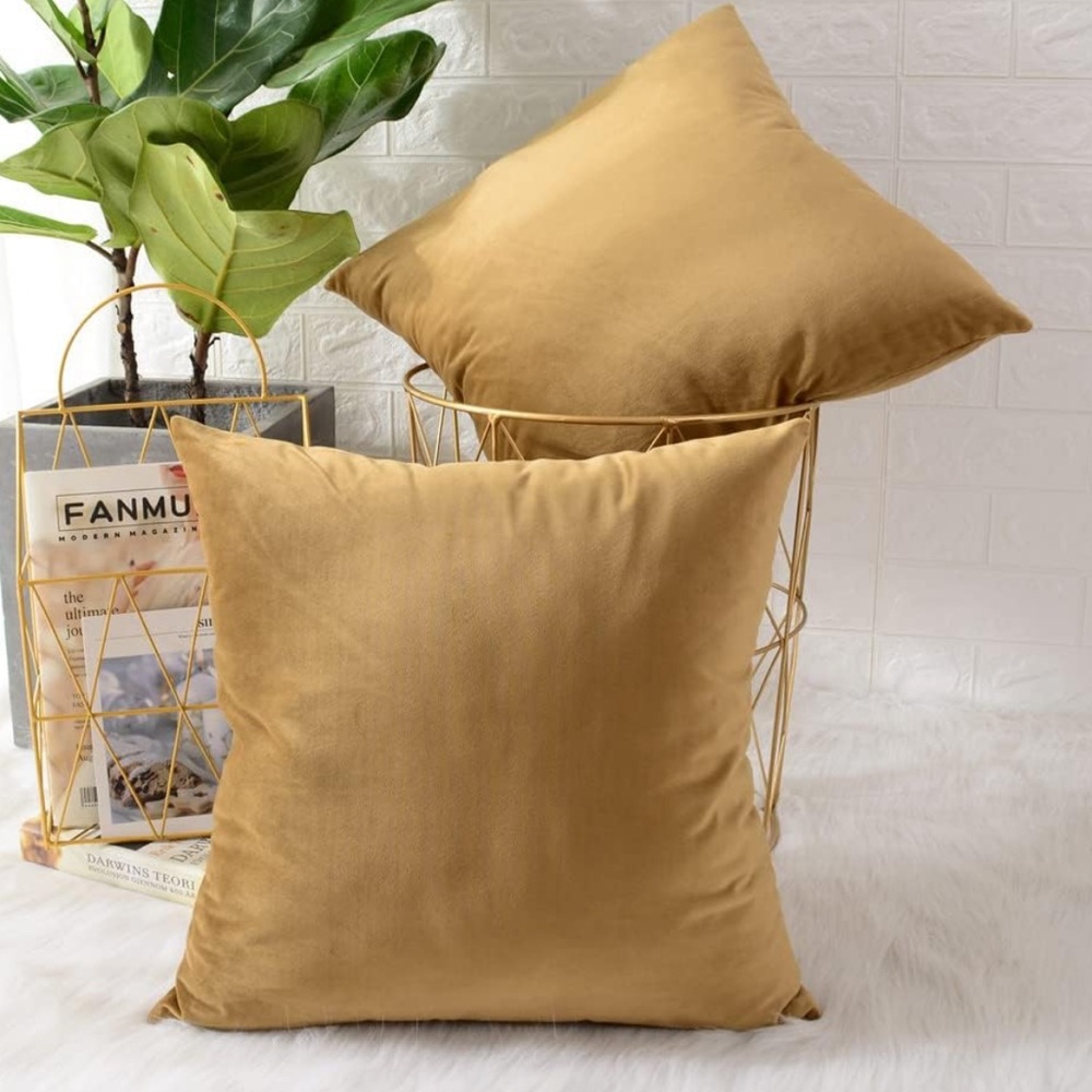 MERNETTE Pack of 2, 26x26 Inch Velvet Soft Decorative Square Throw Pillow Covers